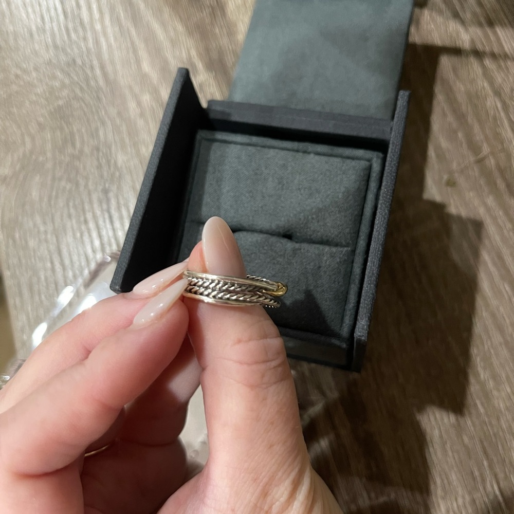 David Yurman X Crossover Band Ring in Sterling Silver with 18K Yellow Gold